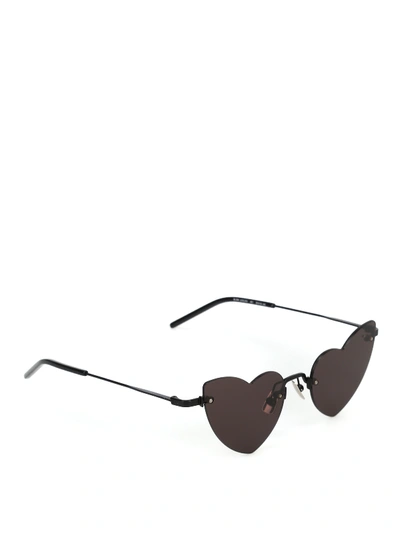 Shop Saint Laurent Loulou Heart-shaped Sunglasses In Black