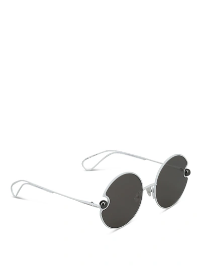 Shop Christopher Kane White Round Sunglasses With Pearls