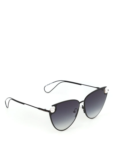 Shop Christopher Kane Cat Eye Sunglasses With Pearls In Black