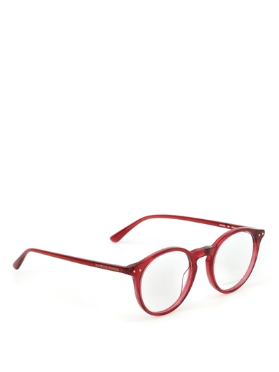 Shop Bottega Veneta Red Round Eyeglasses