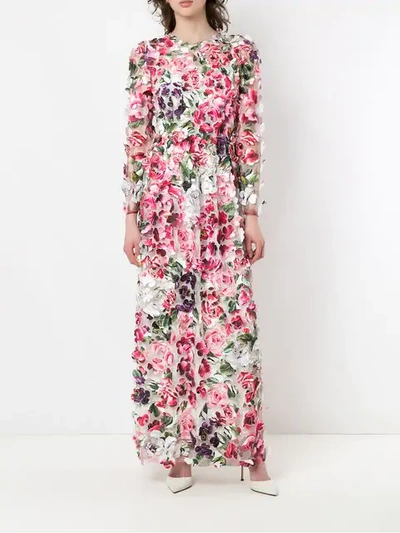 Shop Dolce & Gabbana Appliqué Floral Dress In Pink