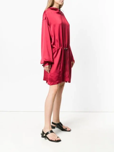 Shop Rouge Margaux Hooded Drawstring Dress In Red