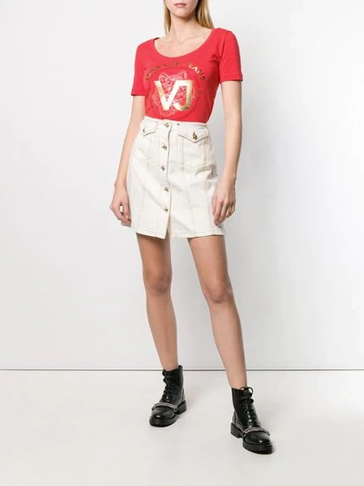 Shop Versace Jeans Logo Printed T-shirt In Red