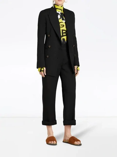 Shop Burberry Wool Silk Cropped Tailored Trousers In Black