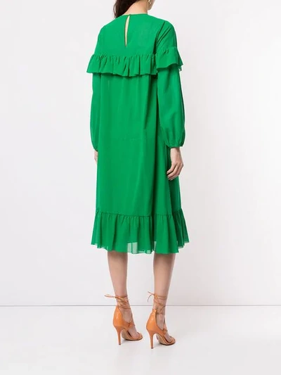Shop Rochas Ruffle Trim Dress In Green