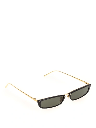 Shop Linda Farrow Black Super Skinny Sunglasses