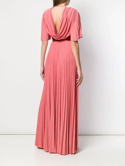 Shop Elisabetta Franchi Belted Pleated Dress In Pink
