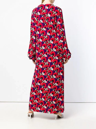 Shop Marni Flowers Long Dress In Multicolour