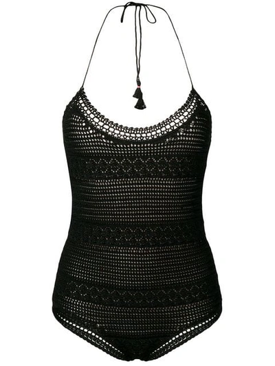 Shop Alanui Chunky Knit Swimsuit In Black
