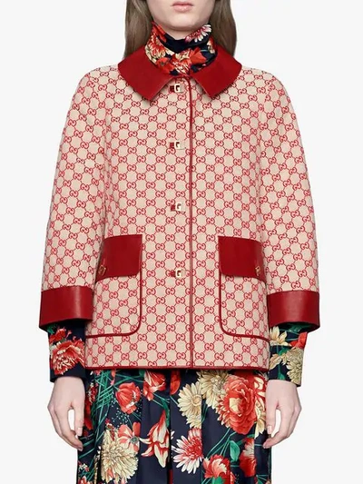 Shop Gucci Gg Canvas Jacket In Red