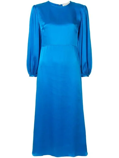 Shop Mansur Gavriel Silk Midi Dress In Blue