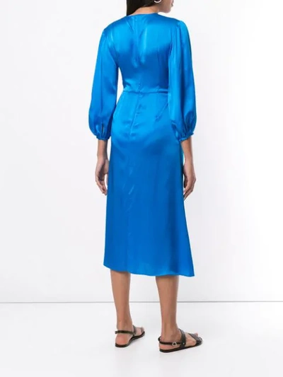 Shop Mansur Gavriel Silk Midi Dress In Blue