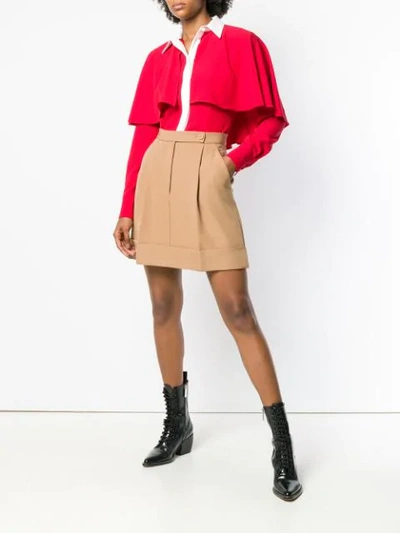 Shop Sara Battaglia Pleated Mini Skirt In Neutrals
