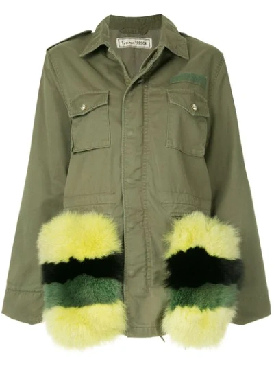 Shop Tu Es Mon Tresor Fur Pocket Field Jacket In Green