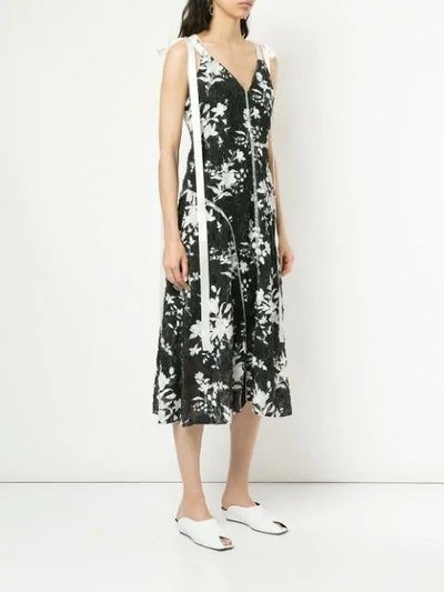 Shop Goen J Fringed Floral Printed Dress In Black