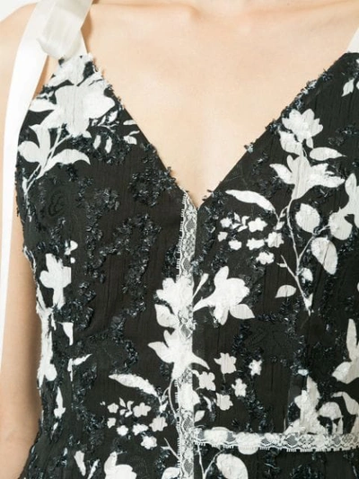 Shop Goen J Fringed Floral Printed Dress In Black