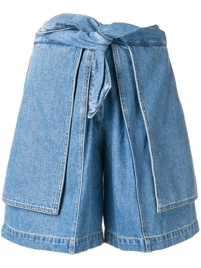 Shop Christian Wijnants Loose Panelled Jean Shorts - Blue