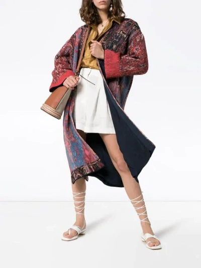 Shop Chloé Scarf Print Coat In Red