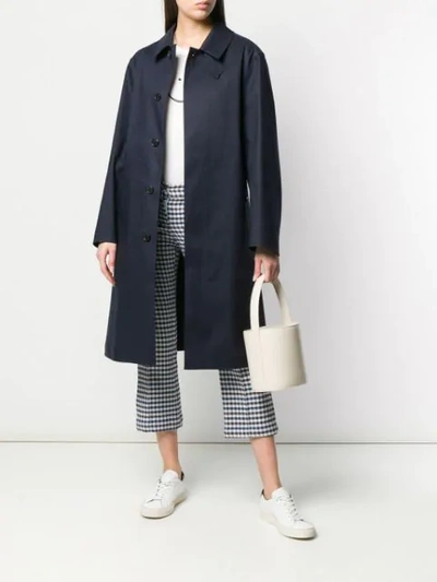 Shop Mackintosh Navy Bonded Cotton Coat Lr-089 In Blue