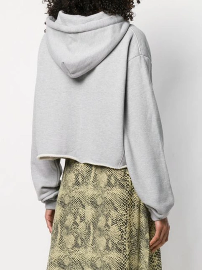 Shop Alanui Cropped Hoodie In Grey