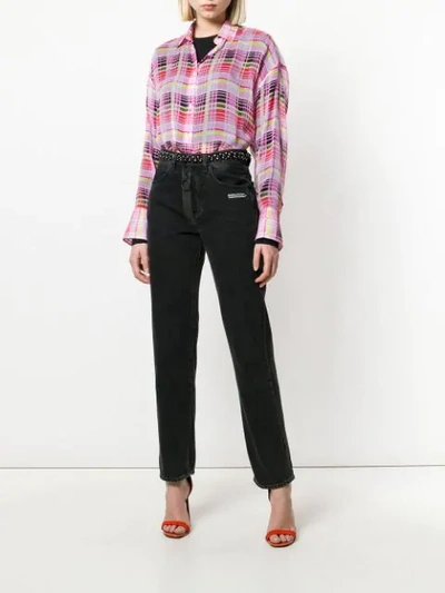 Shop Msgm Checked Shirt In Pink