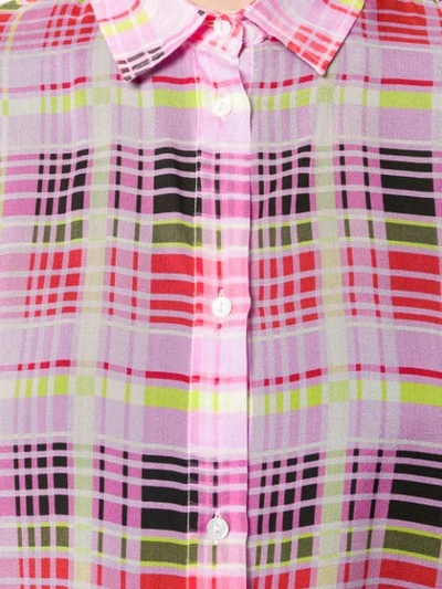 Shop Msgm Checked Shirt In Pink