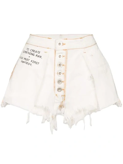 Shop Ben Taverniti Unravel Project Reverse Raw Denim Shorts In White