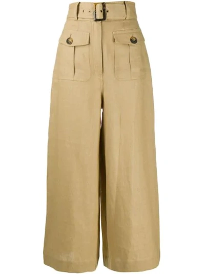 Shop Zimmermann High Waisted Trousers In Brown