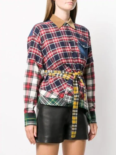 Shop Dsquared2 Patchwork Check Shirt In Red