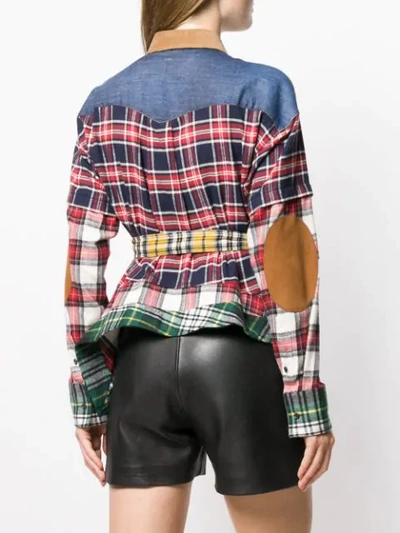 Shop Dsquared2 Patchwork Check Shirt In Red