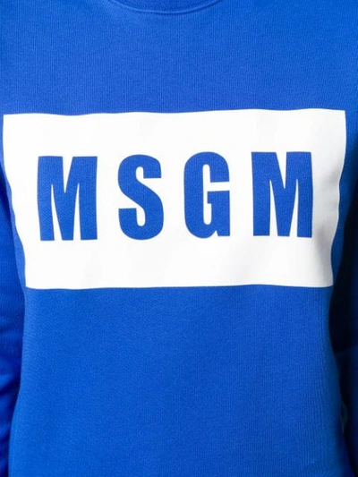 Shop Msgm Logo Sweatshirt In Blue