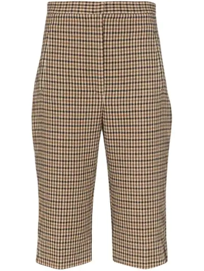 KHAITE RUBY CHECKED SHORTS - 棕色