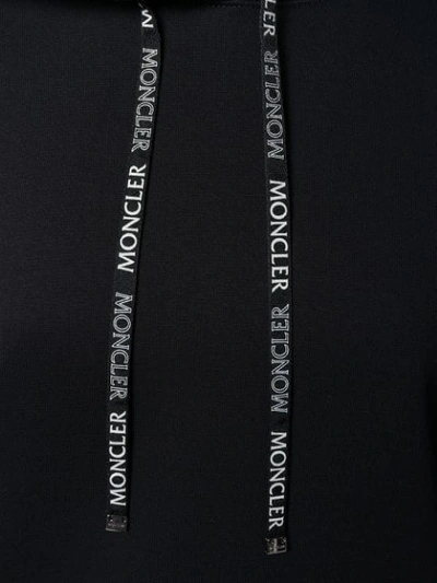 Shop Moncler Logo Drawstrings Hoodie In Black