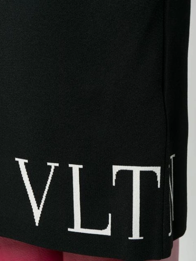 Shop Valentino Knitted Logo Fitted Dress In Black