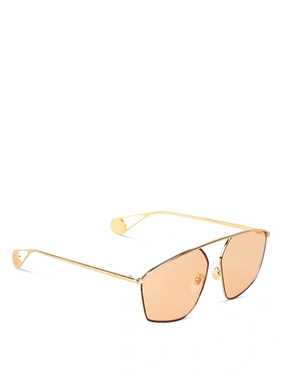Shop Gucci Gold And Tortoise Metal Sunglasses