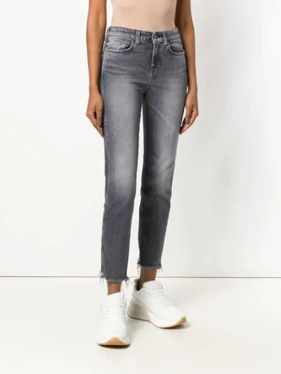 Shop 7 For All Mankind Cropped Skinny Jeans In Grey