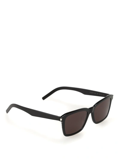 Shop Saint Laurent Black Acetate Sunglasses