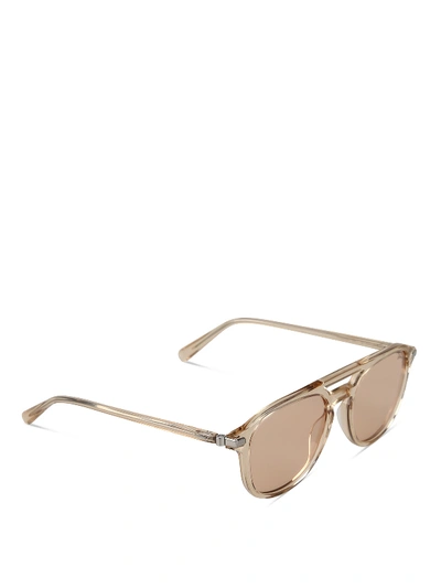 Shop Brioni Transparent Acetate Round Sunglasses In Nude And Neutrals