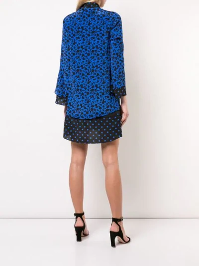 Shop Alice And Olivia Tie Neck Short Dress In Blue
