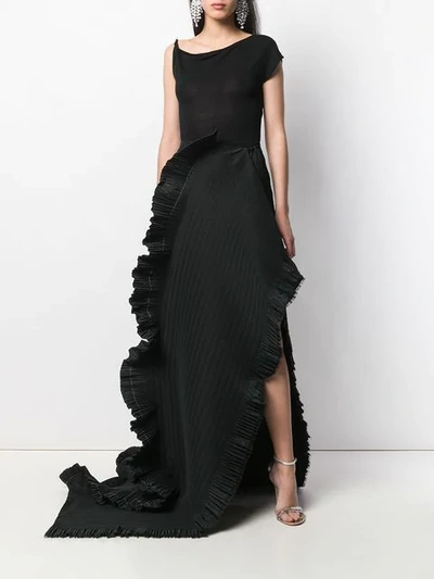 Shop Area Draped Pleated Skirt In Black