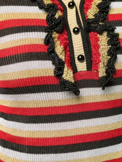 Shop Philosophy Di Lorenzo Serafini Ruffle Detail Striped Sweater In Black