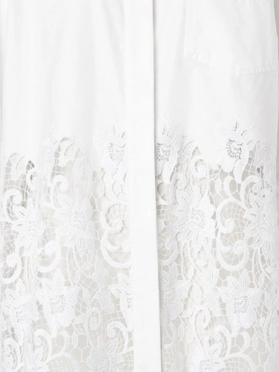 Shop Burberry Macramé Lace Panel Cotton Oxford Shirt In White