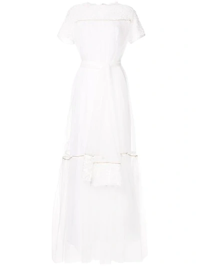 Shop Baruni Belted Tulle Gown In Bar.white