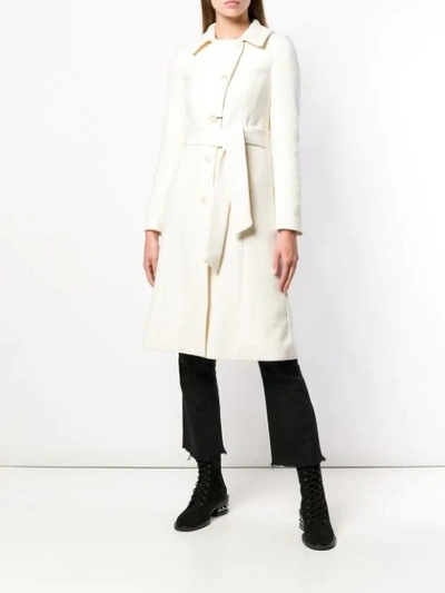 Shop Twinset Twin-set Fox Fur Collar Coat - White
