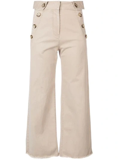 Shop Derek Lam 10 Crosby Slim Culotte With Button Detail In Brown