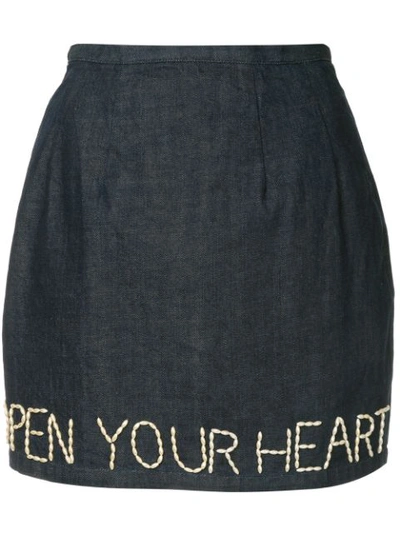 Shop Tu Es Mon Tresor “open Your Heart” Mini Skirt In Blue