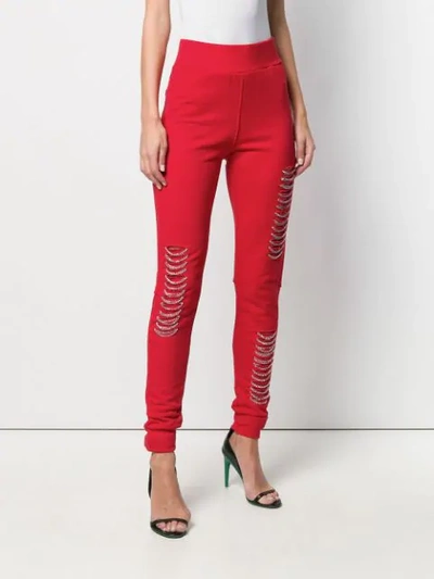 Shop Philipp Plein Chain Trim Track Trousers In Red