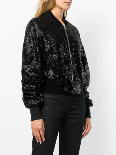 Shop Amen Sequined Bomber Jacket - Black