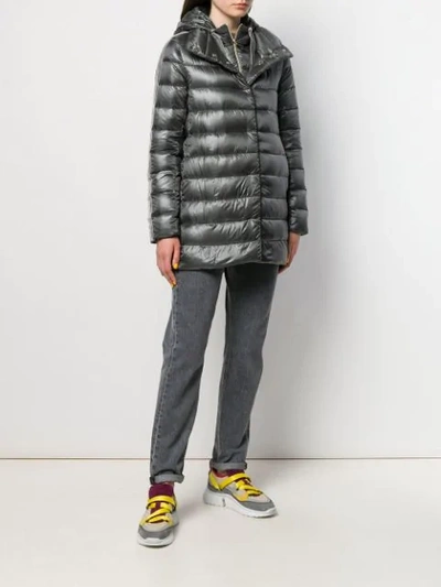Shop Herno Padded Hooded Jacket In Grey