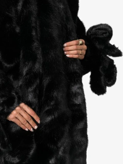Shop Shushu-tong Shushu/tong Knee Length Exaggerated Cuff Faux Fur Coat - Black